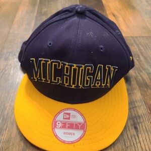 NewEra Michigan Wolverines PINK Victoria's Secret 9FIFTY Snapback Hat NavyYellow